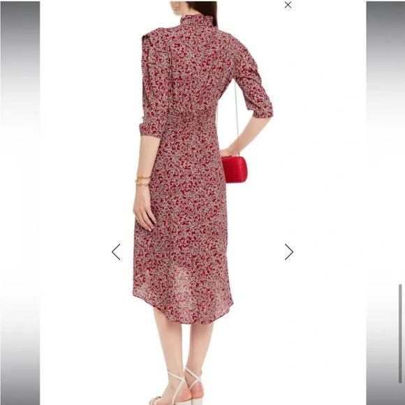 BA&SH Chelsea Wrap-effect Red Floral Print Crepe Dress 6 Like New - Picture 3 of 16